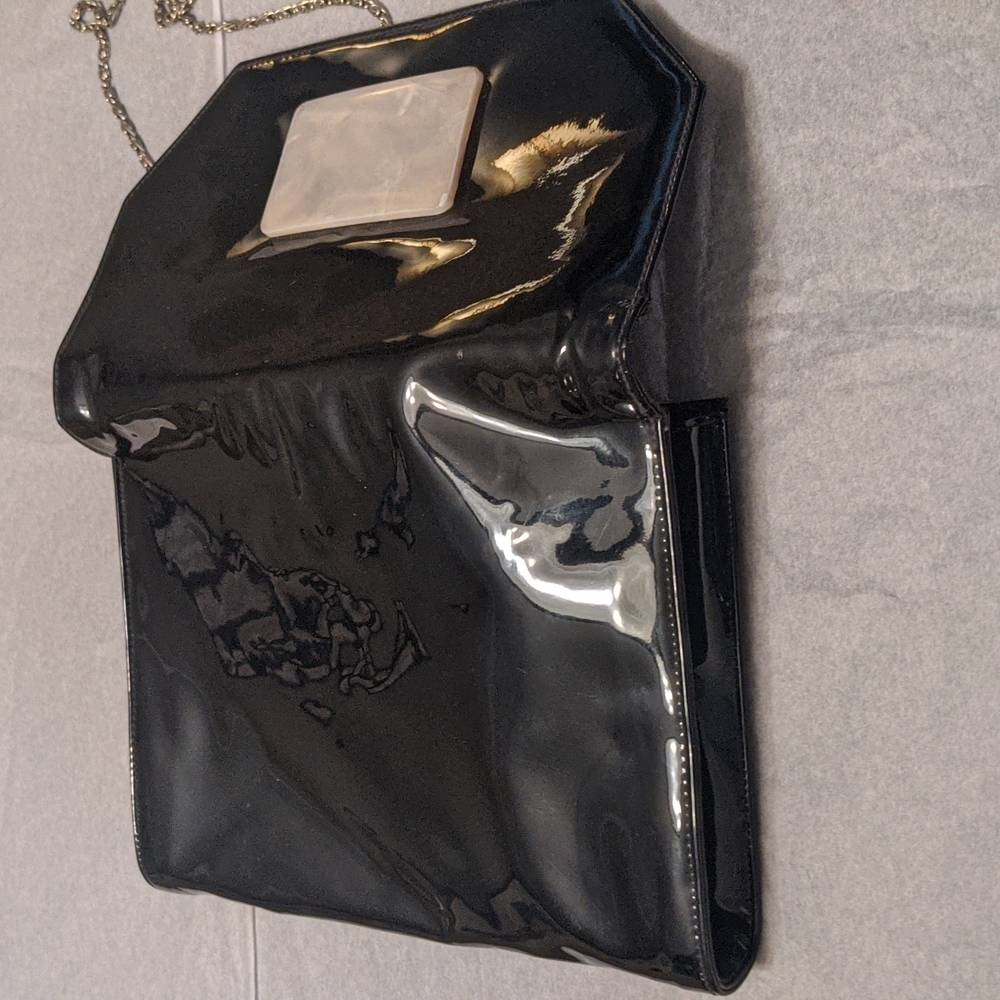 Handbag Patten Leather Evening /Pearlized Decor & Silver Hardware - Picture 8 of 15